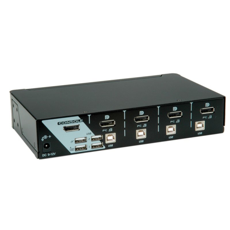 ROLINE Switch KVM, USB, DisplayPort, 1 Utilisateur - 4 PCs