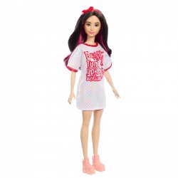 Barbie Fashionistas-Puppe mit weißem T-Shirt-Kleid