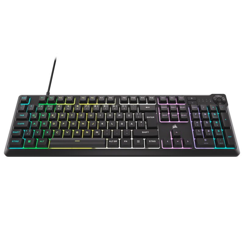 Corsair K55 Core RGB Gaming-Tastatur schwarz - Membran-Gaming-Tastatur mit 10-Zonen-RGB-Beleuchtung und 4 dedizierten