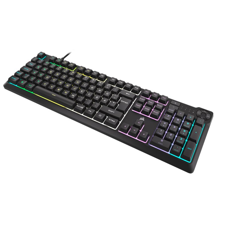 Corsair K55 Core RGB Gaming-Tastatur schwarz - Membran-Gaming-Tastatur mit 10-Zonen-RGB-Beleuchtung und 4 dedizierten