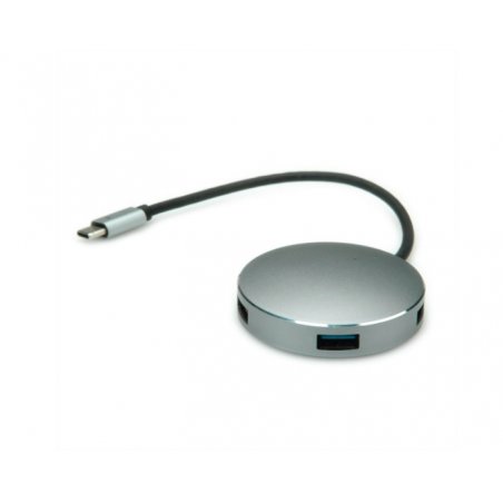 ROLINE 14.02.5036 interface hub USB 3.2 Gen 1 (3.1 Gen 1) Type-C 5000 Mbit/s Black, Stainless steel