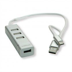 ROLINE 14.02.5037 hub & concentrateur USB 2.0 480 Mbit/s Argent, Blanc