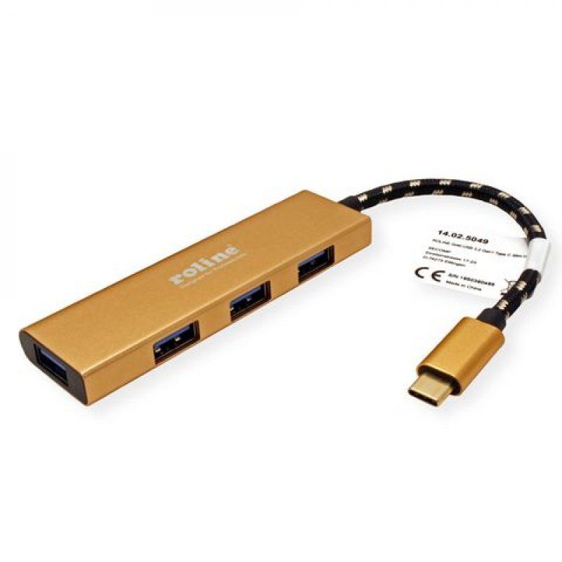 ROLINE GOLD Hub USB3.2 Gen1, 4 Ports, prise Type C