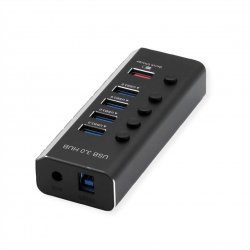 ROLINE Hub USB3.2 Gen1, 5x (4x 1x QC) Switch ON/OFF