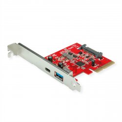 ROLINE Adaptateur PCIe, USB3.2 Gen2 1x Type C 1x USB A