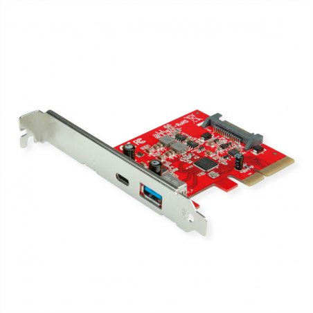 ROLINE Adaptateur PCIe, USB3.2 Gen2 1x Type C 1x USB A