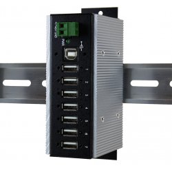 EX-1177HMVS-WT Hub 7 ports USB 2.0 avec kit rail DIN, 15KV Surge Protection