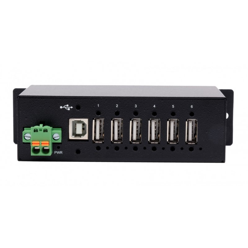 EX-1596HMVS Hub métal 6 ports USB 2.0 administré, rail DIN