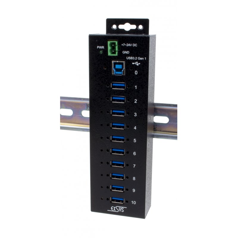 EX-1510HMVS Hub 10 ports USB 3.2 Gen1 administré, rail DIN