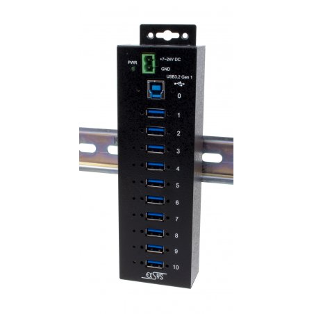 EXSYS EX-1510HMVS hub & concentrateur USB 3.2 Gen 1 (3.1 Gen 1) Type-B 5000 Mbit/s Noir