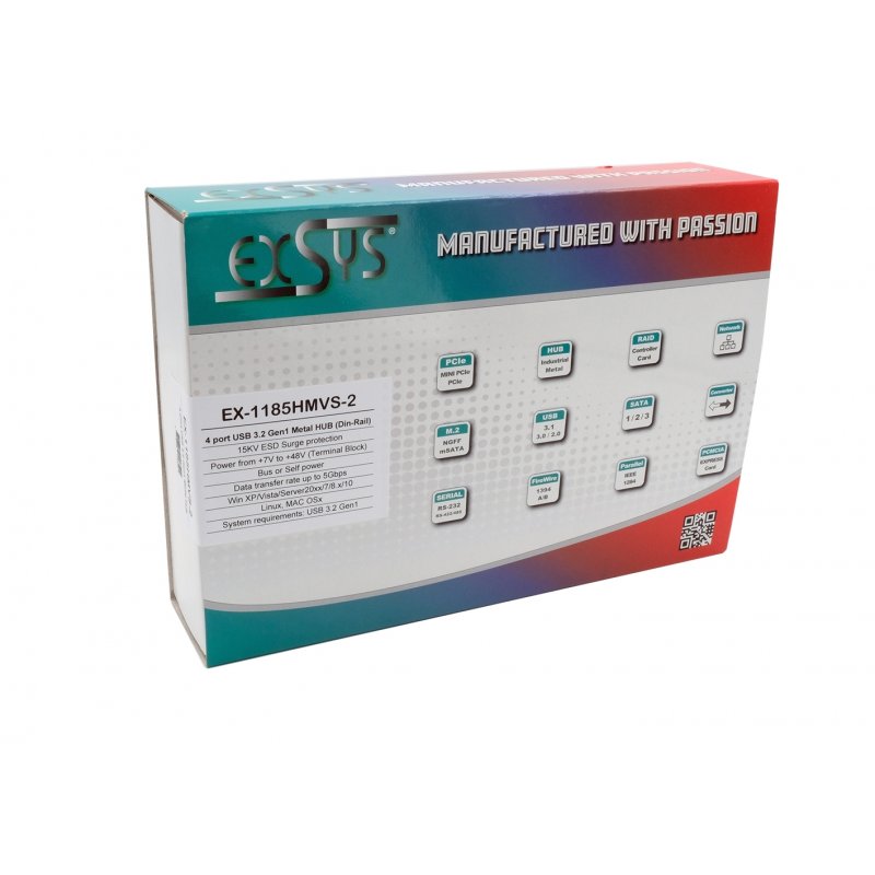 EXSYS EX-1185HMVS-2 hub & concentrateur USB 3.2 Gen 1 (3.1 Gen 1) Type-B 5000 Mbit/s Noir