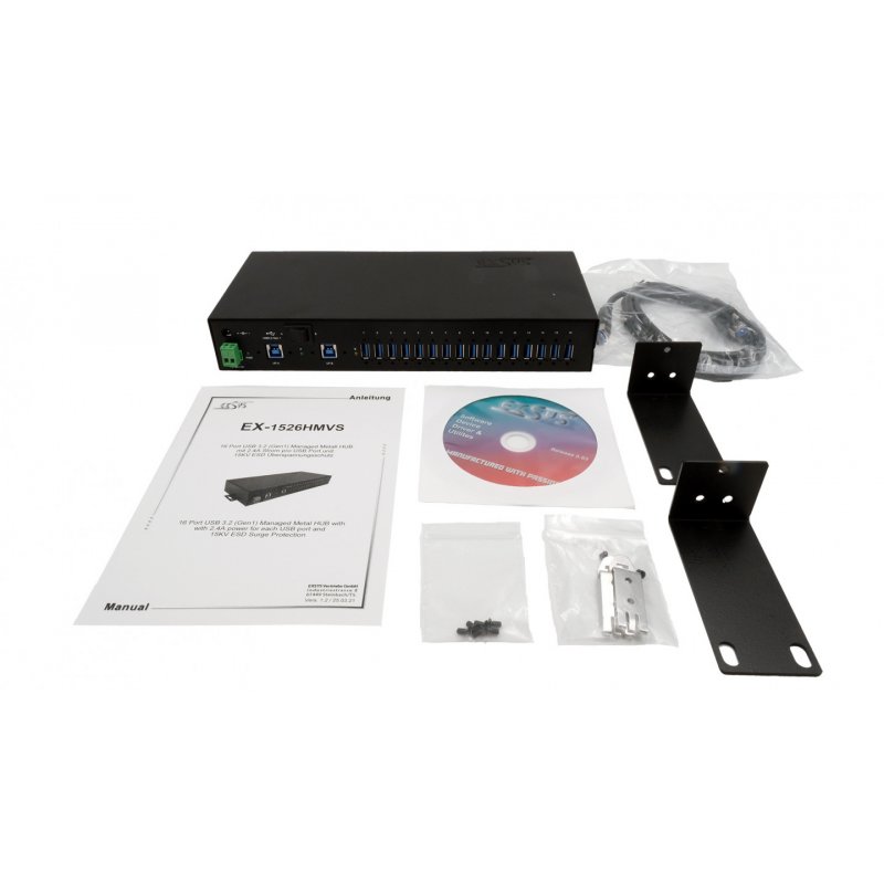 EXSYS EX-1526HMVS hub & concentrateur USB 3.2 Gen 1 (3.1 Gen 1) Type-B 5000 Mbit/s Noir