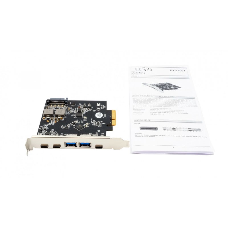 EX-12007 Carte PCIe 5x USB 3.2 Gen2 2xA, 3xC, Asmedia ASM 3142