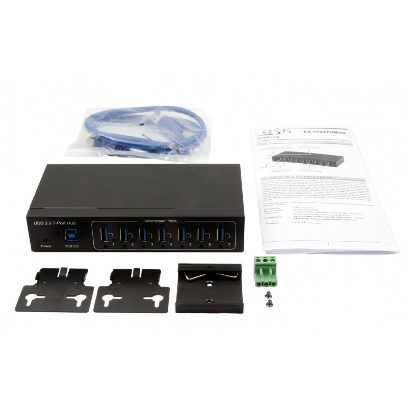 EX-11227HMVS Hub 7 ports USB 3.2 Gen 1 Kit rail Din VIA VL811 Chipset