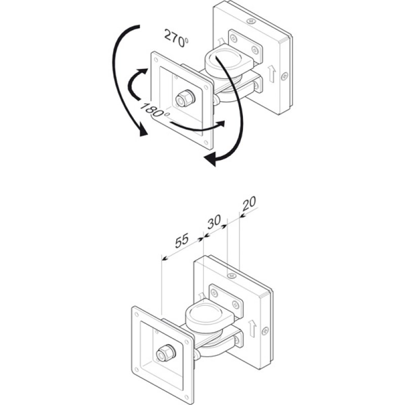 ROLINE Fixation LCD mur, 1 pivot VESA75