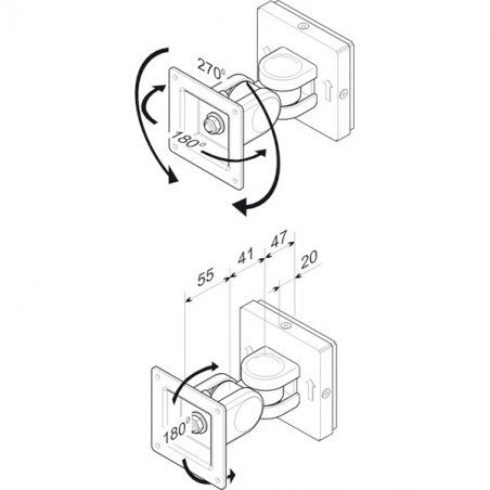 ROLINE Fixation LCD mur, 2 pivots VESA75