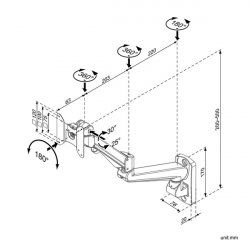 ROLINE LCD Monitor Stand Pneumatic, Wall Mount, Pivot 2 Joints