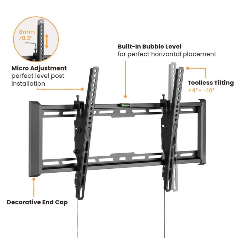 Value 17.99.1221 support d'écran plat pour bureau 2,03 m (80") Noir Mur