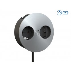 Bachmann 931.032 multiprise 2 m 1 sortie(s) CA Intérieure Noir, Argent