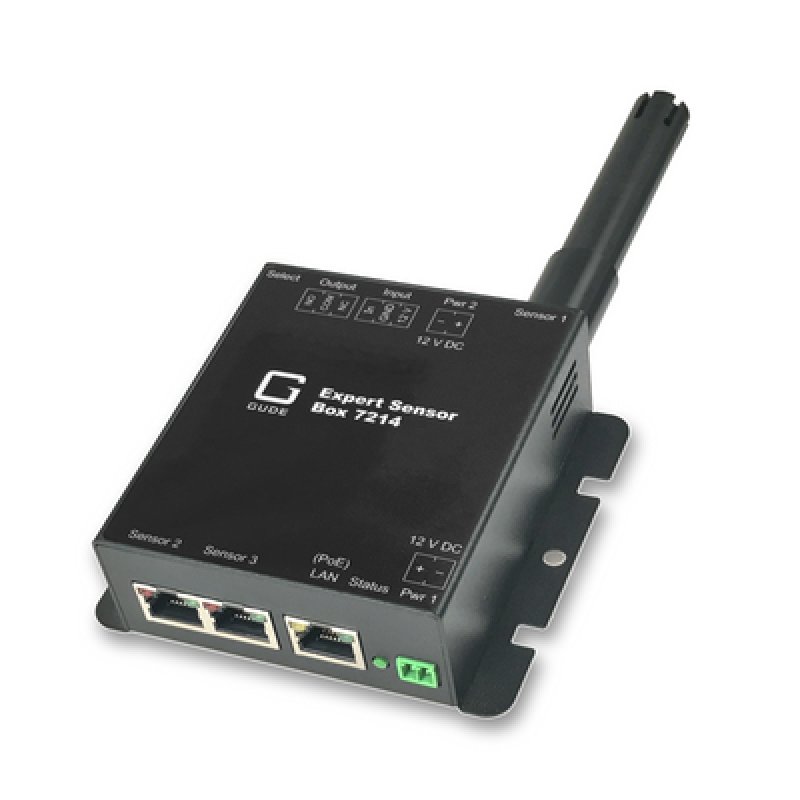 GUDE 7214-13 Exp.Sensor Box Temp-H-Lftdr 2xSensorport, 1xRel.Out, 1xIO In, PoE