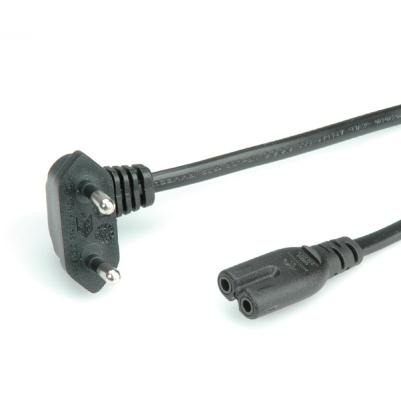 ROLINE Câble alim, euro/2pole,coudé,noir