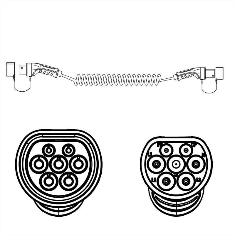 ROLINE 19080057 electric vehicle charging cable Black Type 2 3 7.5 m