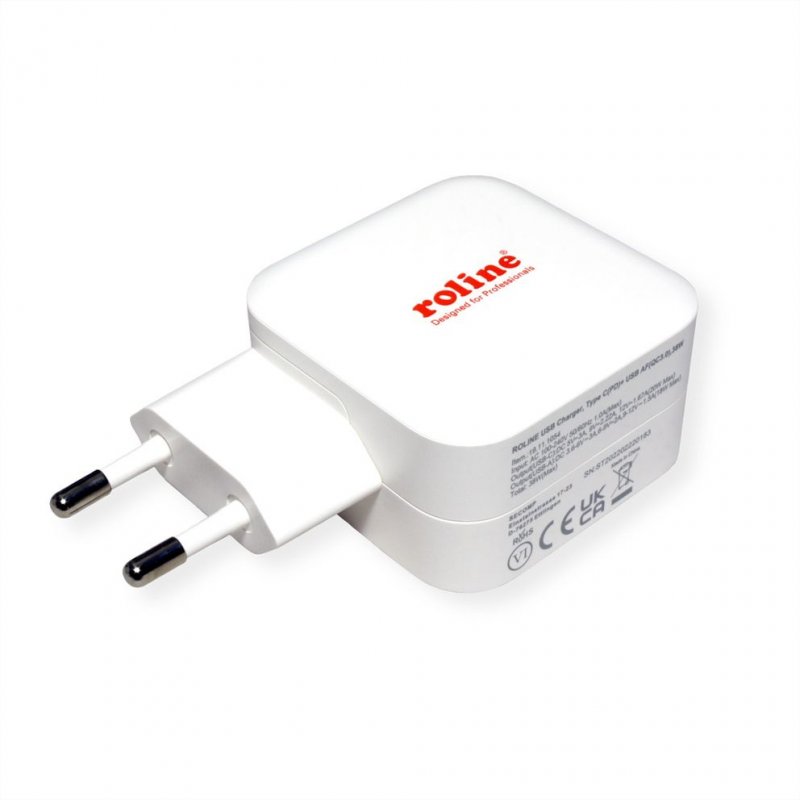 ROLINE Chargeur USB PD/QC 38W, 2 ports GaN, 1x/1x (USB-C USB-A)