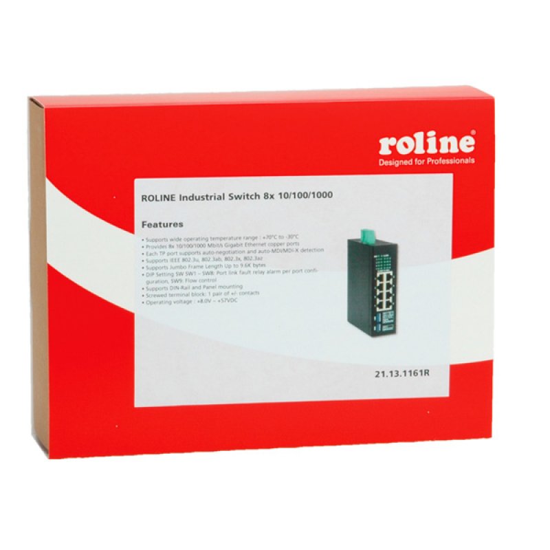 ROLINE Switch Gigabit industriel 8x RJ-45