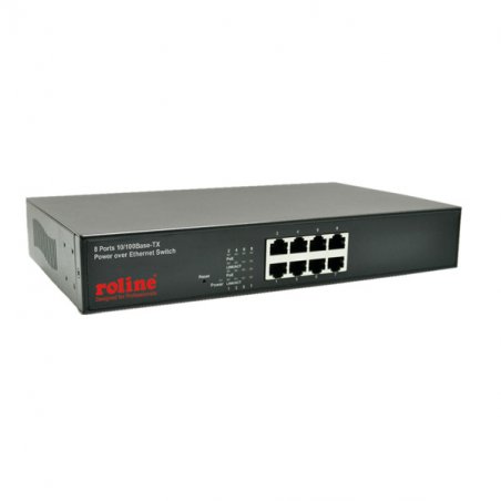 ROLINE 10/100 PoE Switch 8x (8x PoE),19"