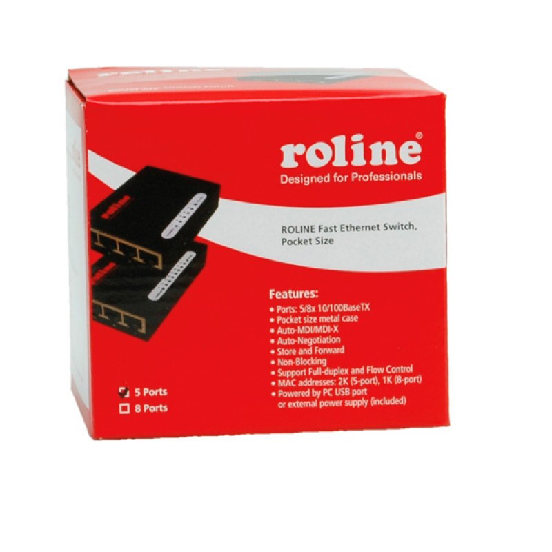 ROLINE Switch Fast Ethernet, Pocket, 5 ports
