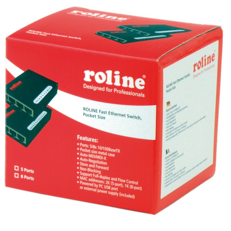 ROLINE Switch Fast Ethernet, Pocket, 5 ports