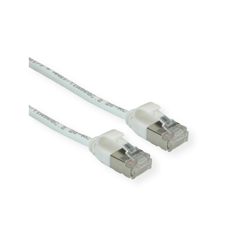 Cordon ROLINE DataCenter U/FTP Cat6A/Cl.EA, LSOH, SLIM, blanc, 0,3m