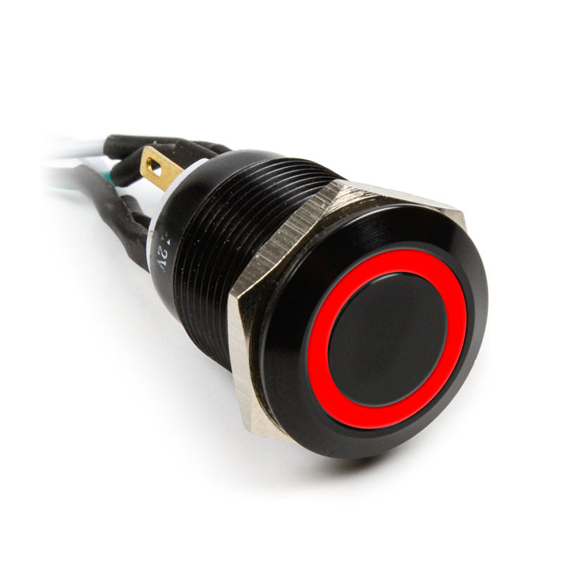 Impactics compatible Vandalismustaster 19mm, IP65, rote LED - schwarz