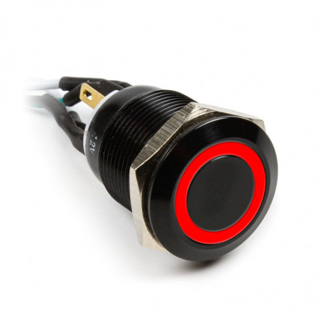 Impactics compatible Vandalismustaster 19mm, IP65, rote LED - schwarz
