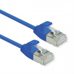 Cordon ROLINE DataCenter U/FTP Cat6A/Cl.EA, LSOH, SLIM, bleu, 0,5m