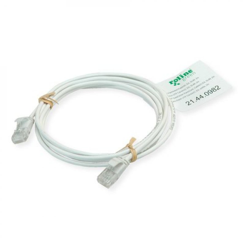 Cordon ROLINE GREEN DataCenter SLIM, UTP Cat6A/Cl.EA, SLIM, LSOH, blanc, 1,5m