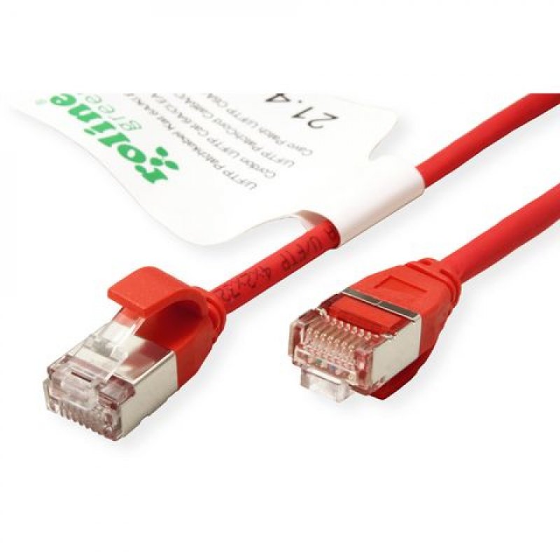 Cordon ROLINE GREEN DataCenter U/FTP Cat6A/Cl.EA, LSOH, SLIM, rouge, 0,5m