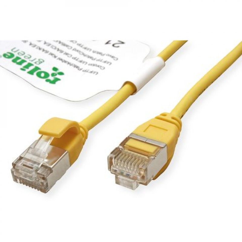 Cordon ROLINE GREEN DataCenter U/FTP Cat6A/Cl.EA, LSOH, SLIM, jaune, 0,5m