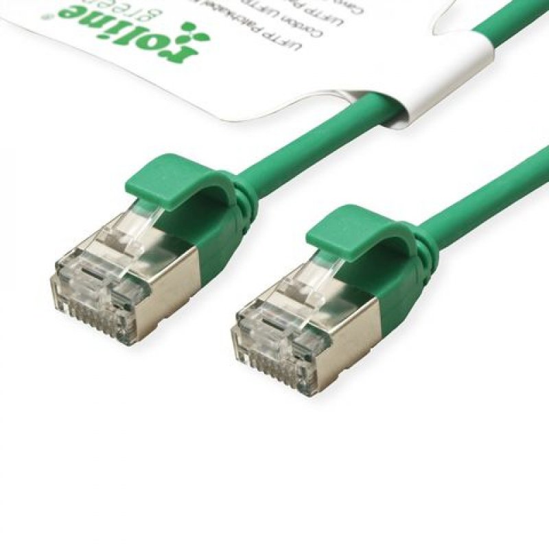 Cordon ROLINE GREEN DataCenter U/FTP Cat6A/Cl.EA, LSOH, SLIM, vert, 0,3m