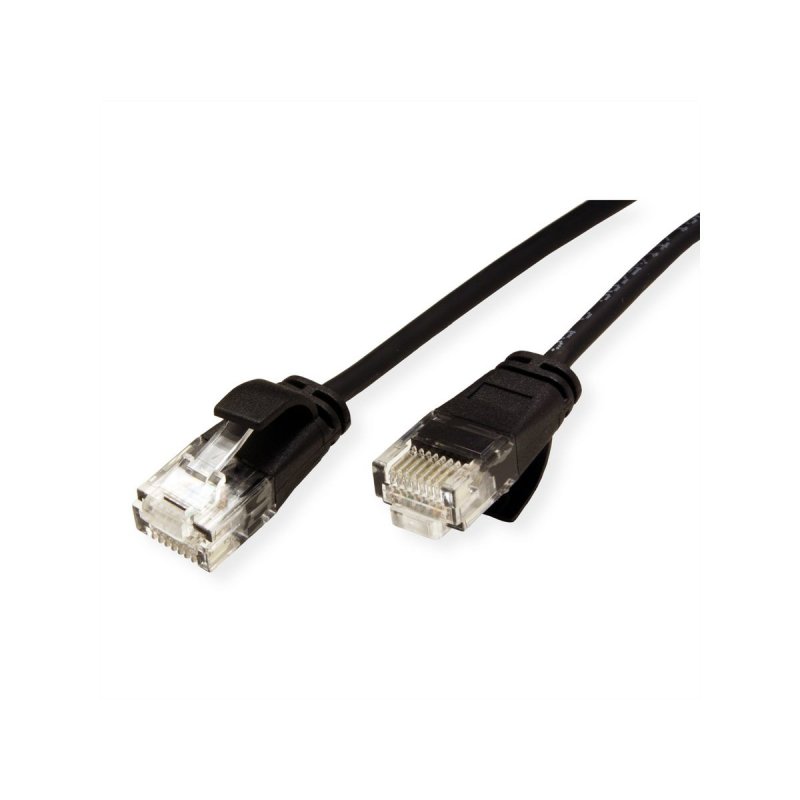 Cordon ROLINE GREEN DataCenter SLIM, UTP Cat6A/Cl.EA, SLIM, LSOH, noir, 1m