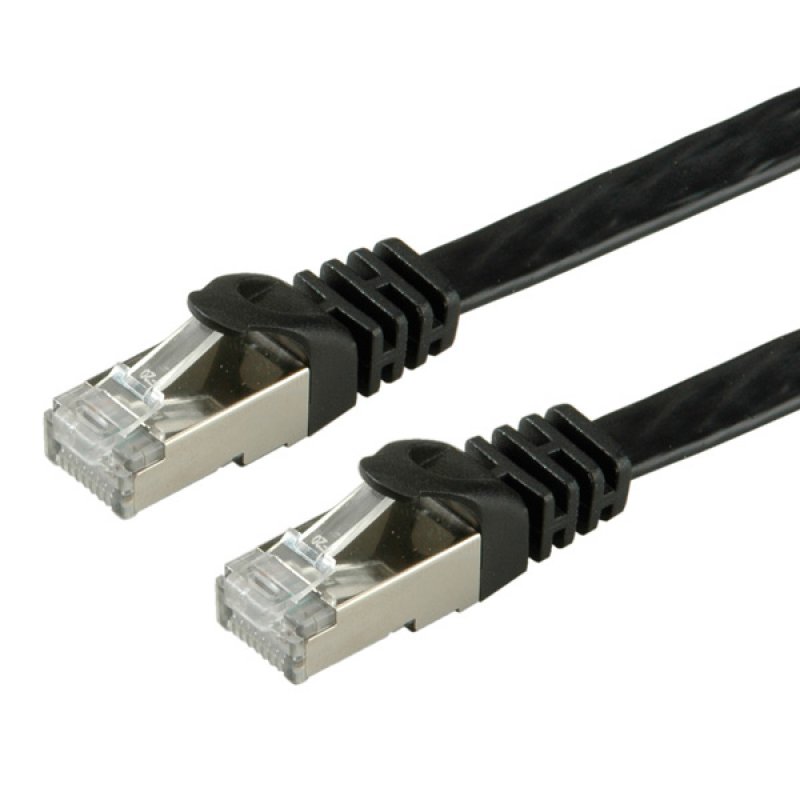 Value FTP Cat.6 Flat Network Cable, black 1 m