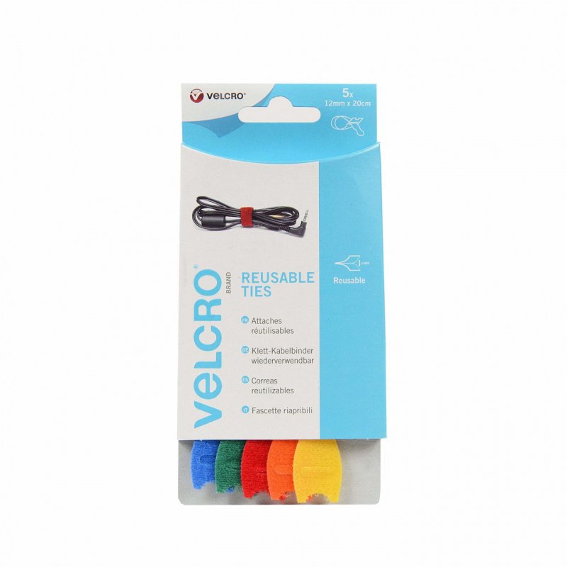 Velcro VEL-EC60250 cable tie Hook & loop cable tie Blue, Green, Orange, Red, Yellow 5 pc(s)