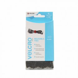 VELCRO ONE-WRAP Rouleau 12x200mm x 6 Noir, réutilisable
