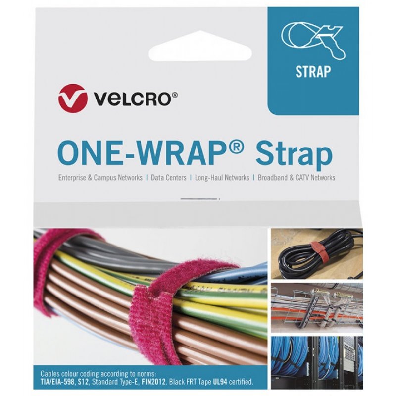 Velcro ONE-WRAP serre-câbles Attache de câble détachable Polypropylène (PP), Velcro Couleur aqua 100 pièce(s)