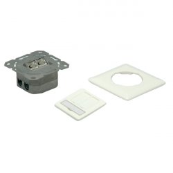 Value Cat.6a Flush Mount Wall Jack, STP, horizontal white