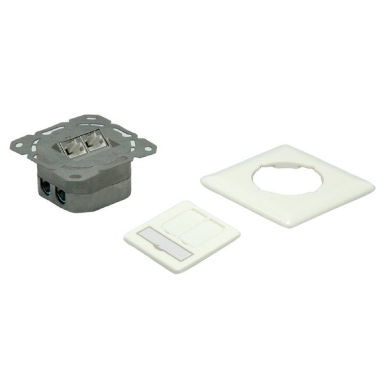 Value Cat.6a Flush Mount Wall Jack, STP, horizontal white