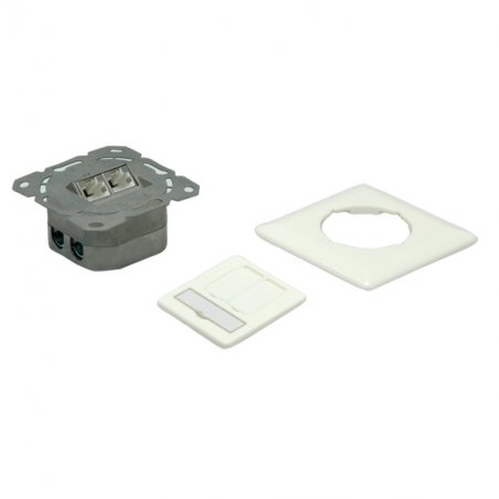 Value Cat.6a Flush Mount Wall Jack, STP, horizontal white