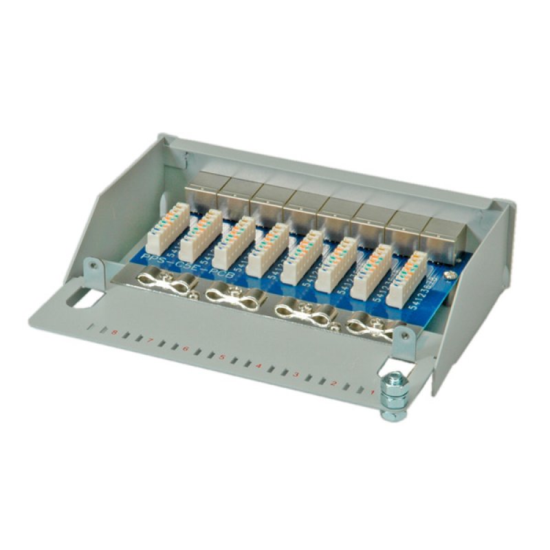 ROLINE Cat.5e Wall Mount Patch Panel, 8 Ports, STP light grey