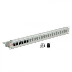ROLINE Panneau de brassage 19" pour Keystones 24 ports, non-blindé, gris clair