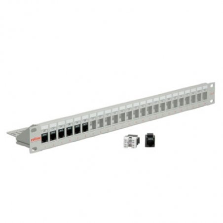ROLINE Keystone 19'' Module frame Cat.5/Cat.6, 24 Ports, blank, unshielded light grey